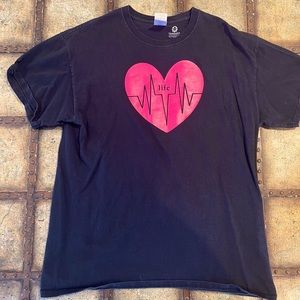 Black Tshirt with heart and life line